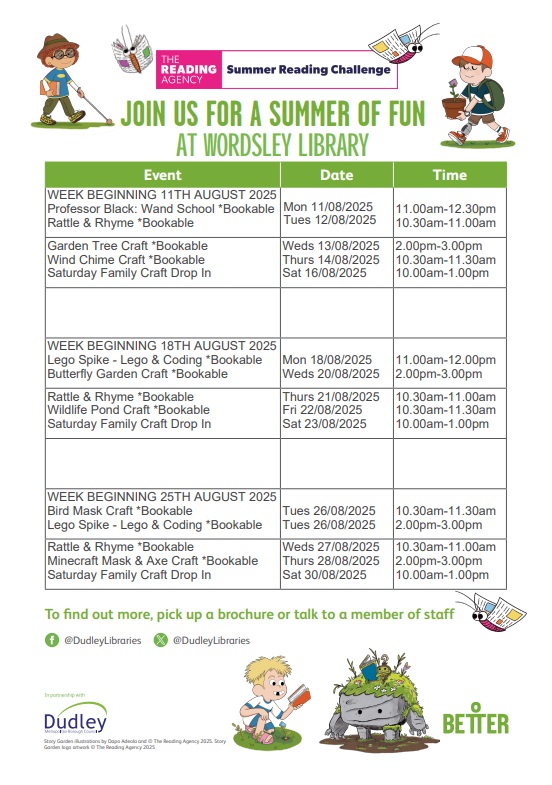 Wordsley library event 30 August 2025
